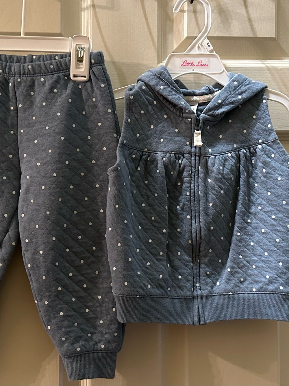 Carter's Quilted Blue Polka Dot Hoodie & Joggers Set